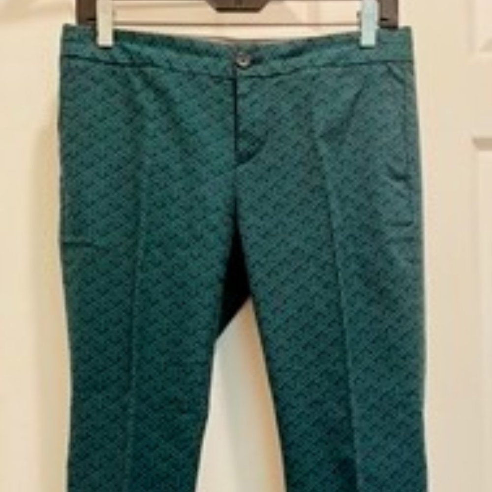 Banana Republic Green Black Geometric Print Pants Trousers Size 2P